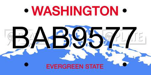BAB9577 Washington License Plate