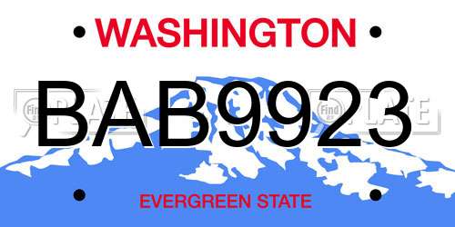 BAB9923 Washington License Plate