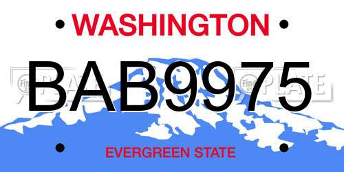BAB9975 Washington License Plate