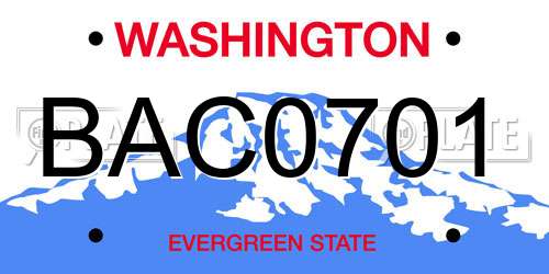 BAC0701 Washington License Plate