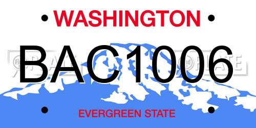 BAC1006 Washington License Plate