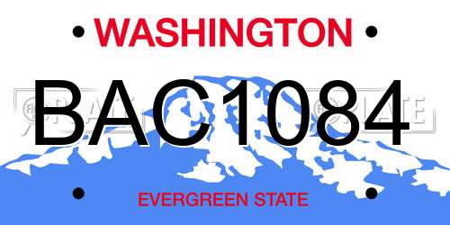BAC1084 Washington License Plate