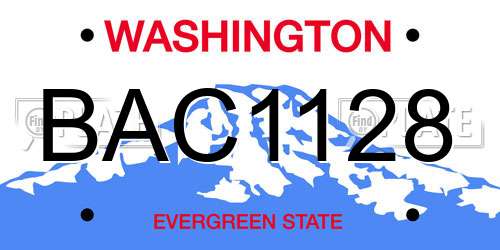 BAC1128 Washington License Plate