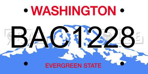 BAC1228 Washington License Plate