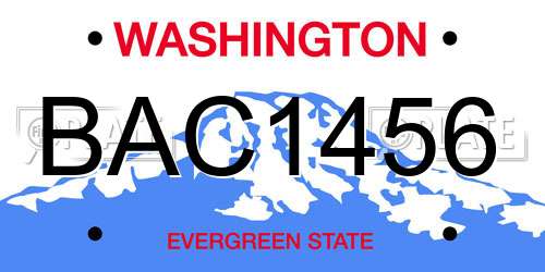 BAC1456 Washington License Plate