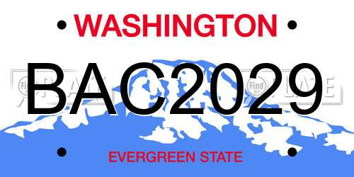 BAC2029 Washington License Plate