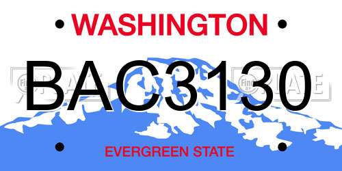 BAC3130 Washington License Plate