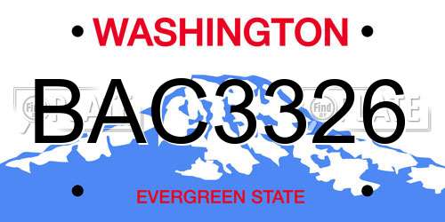 BAC3326 Washington License Plate