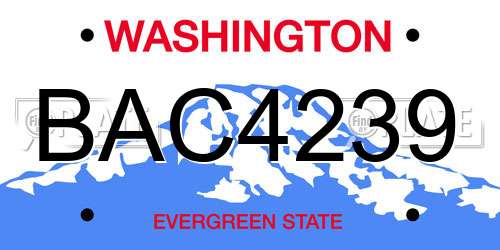 BAC4239 Washington License Plate