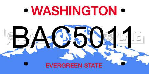 BAC5011 Washington License Plate