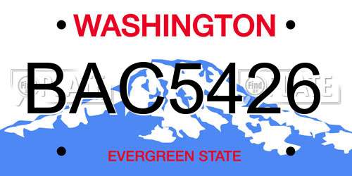 BAC5426 Washington License Plate
