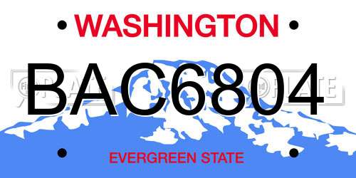 BAC6804 Washington License Plate