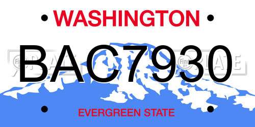 BAC7930 Washington License Plate