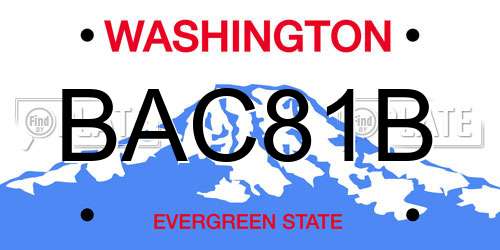 BAC81B Washington License Plate