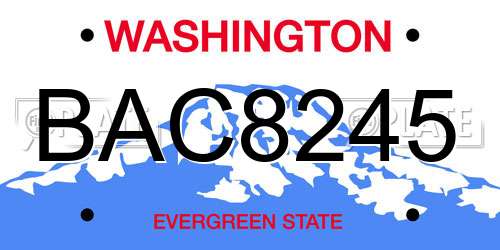 BAC8245 Washington License Plate