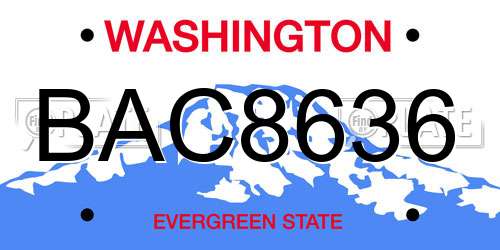 BAC8636 Washington License Plate
