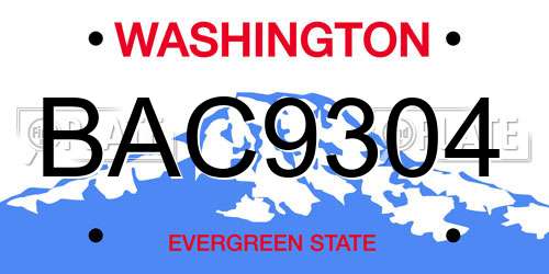 BAC9304 Washington License Plate
