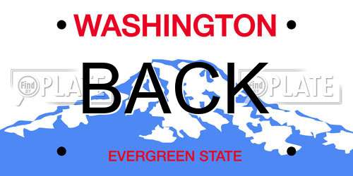 BACK Washington License Plate