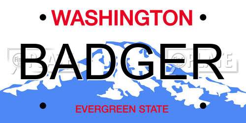 BADGER Washington License Plate