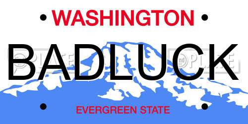 BADLUCK Washington License Plate