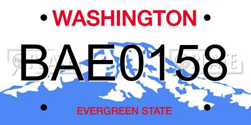 BAE0158 Washington License Plate