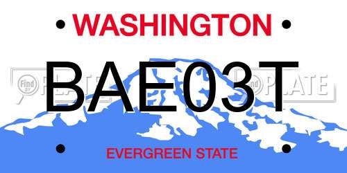 BAE03T Washington License Plate