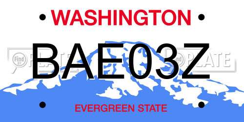 BAE03Z Washington License Plate