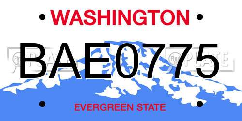 BAE0775 Washington License Plate