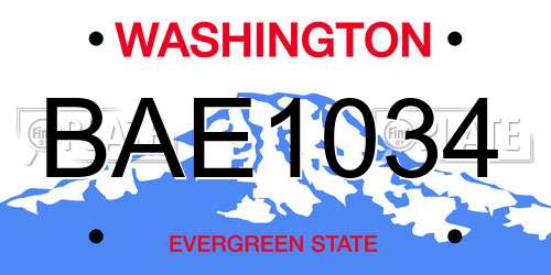 BAE1034 Washington License Plate