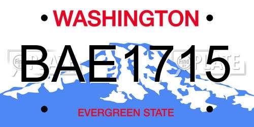 BAE1715 Washington License Plate