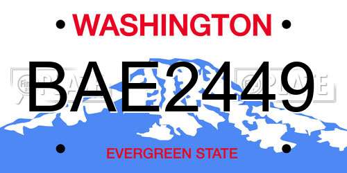 BAE2449 Washington License Plate