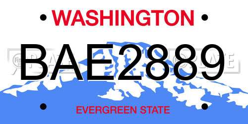 BAE2889 Washington License Plate