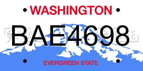 BAE4698 Washington License Plate