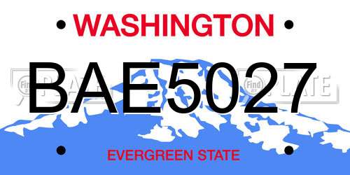 BAE5027 Washington License Plate