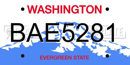 BAE5281 Washington License Plate