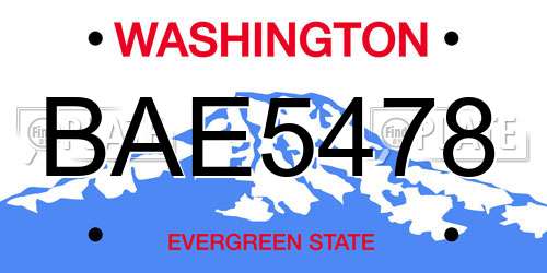 BAE5478 Washington License Plate