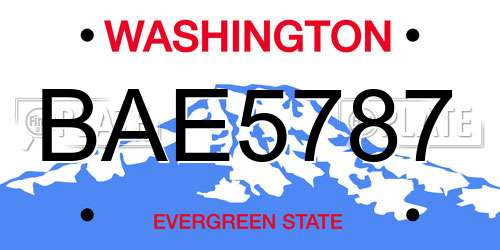 BAE5787 Washington License Plate