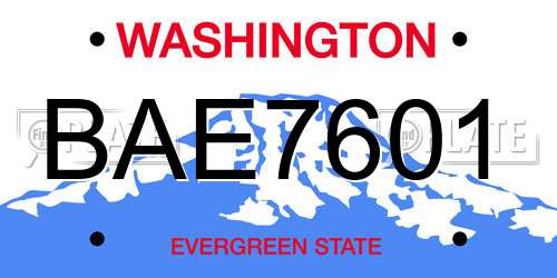 BAE7601 Washington License Plate