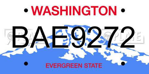 BAE9272 Washington License Plate