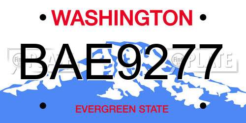 BAE9277 Washington License Plate