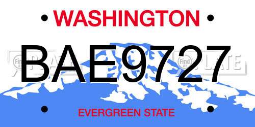 BAE9727 Washington License Plate