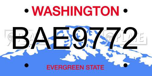 BAE9772 Washington License Plate