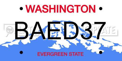 BAED37 Washington License Plate