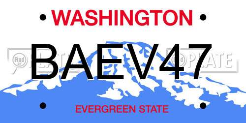 BAEV47 Washington License Plate