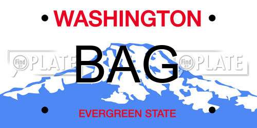 BAG Washington License Plate