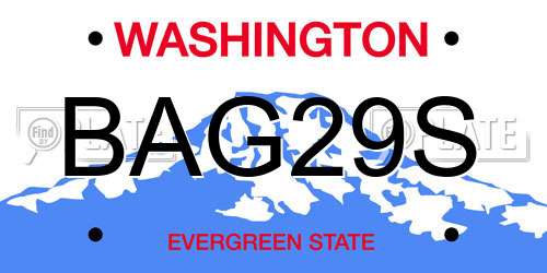 BAG29S Washington License Plate