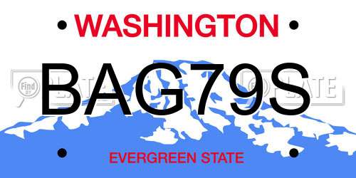 BAG79S Washington License Plate