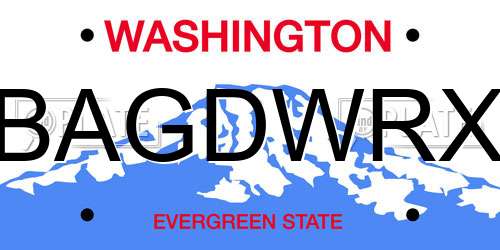 BAGDWRX Washington License Plate