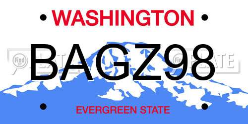 BAGZ98 Washington License Plate