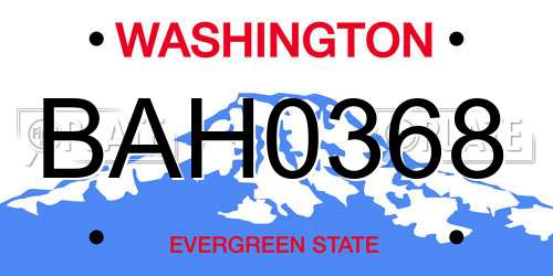 BAH0368 Washington License Plate